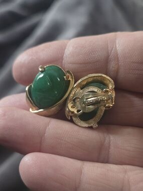 Vintage Kramer Clip On Cabochon Earings